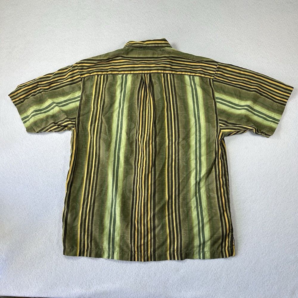 Tommy Bahama Silk Shirt Mens Medium Green Yellow Crab Print Tropical‎ Vacation - Picture 3 of 9